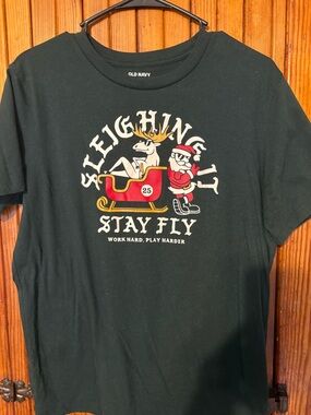 Old Navy Black Graphic Tee with White Print